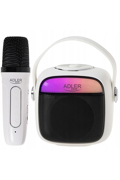 adler Portable speaker, ADLER, with microphone, Bluetooth, white, 12.4x10.3x10.3cm