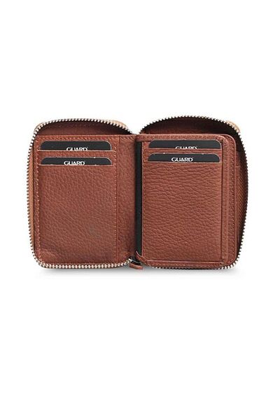 GUARD Zippered Tan Leather Mini Wallet - Grd2403Xw22152