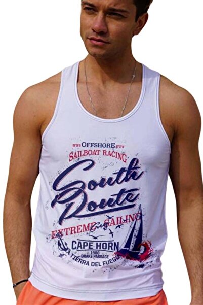 Miami Beach Digital Printed Breathable Fabric Men's Hanging Beach T-Shirt Sin...