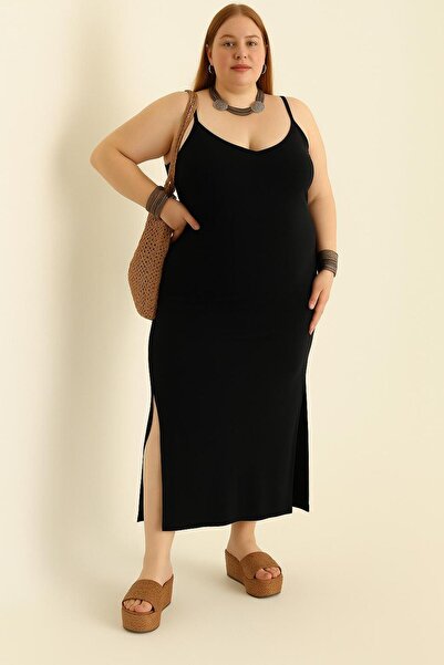 CNG MODA Rochie cu bretele din material modal de mărime mare