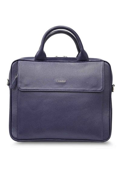 GUARD Navy Blue Genuine Leather 14' Inch Laptop Bag - Grd240629Wt1598