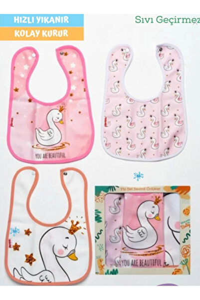 BabyWings جنرال ماركات 3 قطع طعام أطفال بنمط البجعة - (مضاد للسوائل - مايكروف...