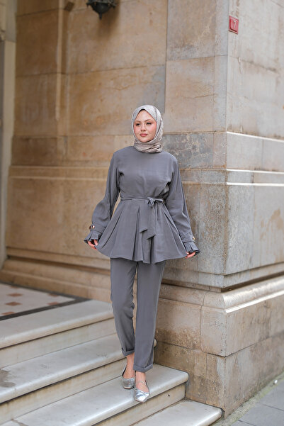 LOCCO Women's Skirt Pleated Modal Suit Gray