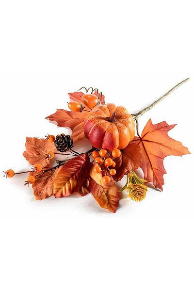 Decorer Set of 3 Artificial Pumpkin Branches 31 Cm