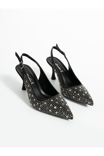 ALEMDAR AYAKKABI Scarlet Platinum Stone Detailed Heeled Women's Shoes