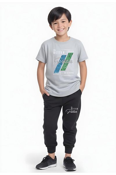 FYK KİDS Boy's Seasonal Positive Printed Bottom-Top Suit