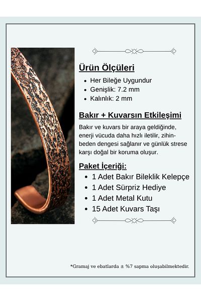 OSMANLI GÜMÜŞ Tree Bark Model Copper Bangle Handcrafted Handcuffs Metal Box Quartz Stones Women Men Bracelet