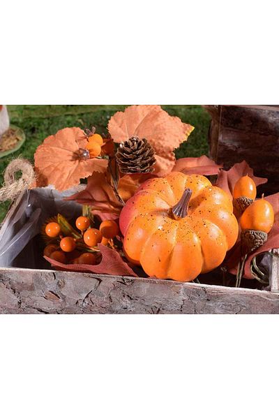 Decorer Set of 5 Artificial Pumpkin Branches 31 Cm