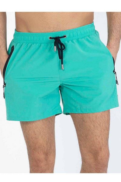 Miami Beach Mint Lycra Stretchy ύφασμα Υδατοαπωθητικό Μονόχρωμο Ανδρικό Σορτς Παραλίας Μαγιό - 2201-Mint