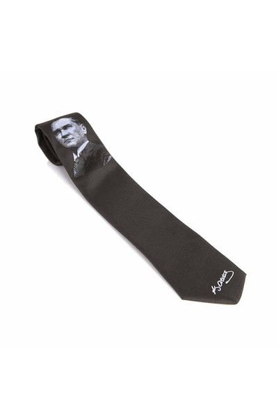 Gaffy Μαύρη υφαντή γραβάτα με σχέδιο Atatürk και Signature - Ak-03