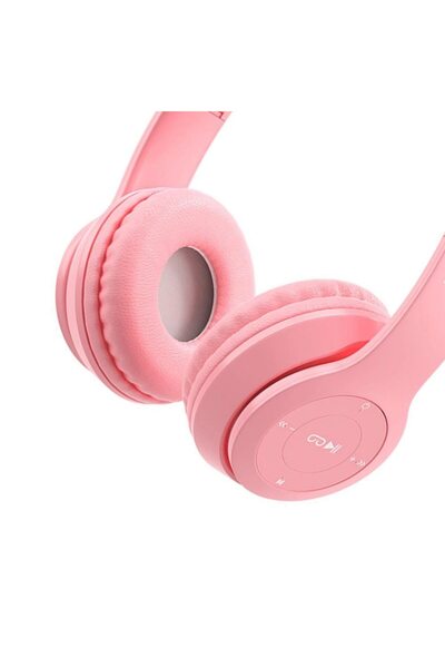 MACVI Macvi® P47 wireless stereo headphones, cat ears, Bluetooth 5.0, FM, noise reduction, foldable, pink