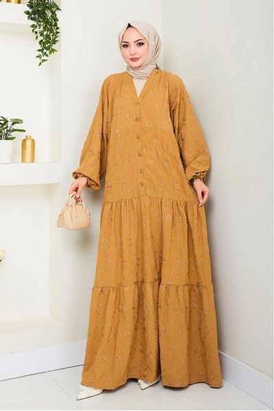 Bestenur Φόρεμα Cense Half Button 1496 - Mink
