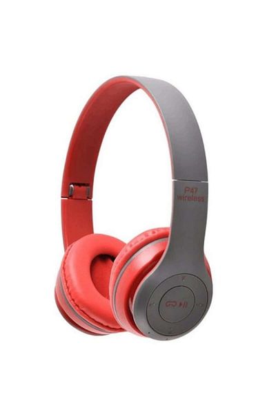 MACVI Casti stereo wireless Macvi® P47, Bluetooth 5.0, FM, reducere zgomot, pliabile, slot card, rosu