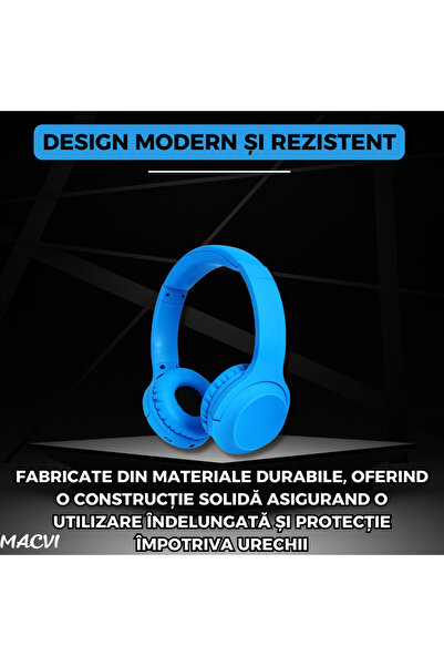MACVI Casti Wireless Macvi® Extra-Bass TV11, BT 4.1, Stereo, Microfon, Radio FM si Card SD, albastru