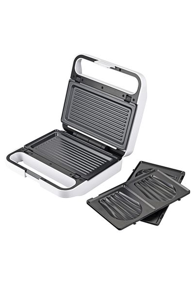 adler Aparat de gătit sandwich-uri, Alder, 2 în 1, 1400 W, 2 tipuri de plăci interschimbabile, strat antiaderent, alb