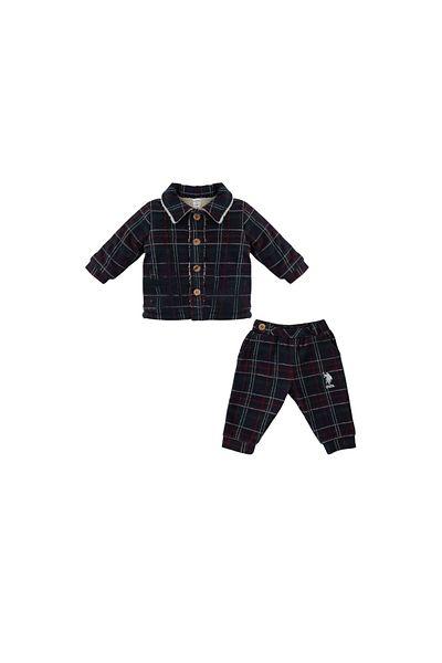 U.S. Polo Assn. Navy Blue Shirt Collar Buttoned Baby Set of 2