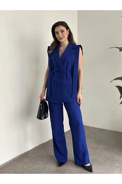 VOLT CLOTHİNG Kadın İp Bağlamalı Yelekli Takım