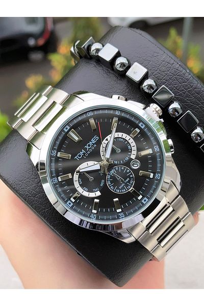 Tom Jones Steel Men's Wristwatch 3 Atm Waterproof 2Years Warranty with Invoice Bracelet Gift Tmj68421M