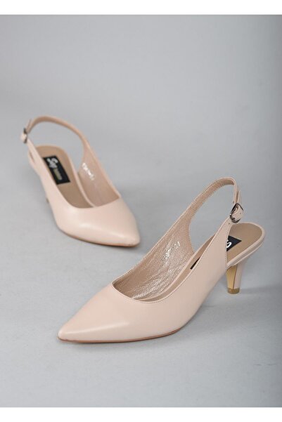 SEÇ KUNDURA 1567 HAKİKİ DERİ ARKASI AÇIK STİLETTO (6,5cm) NUDE