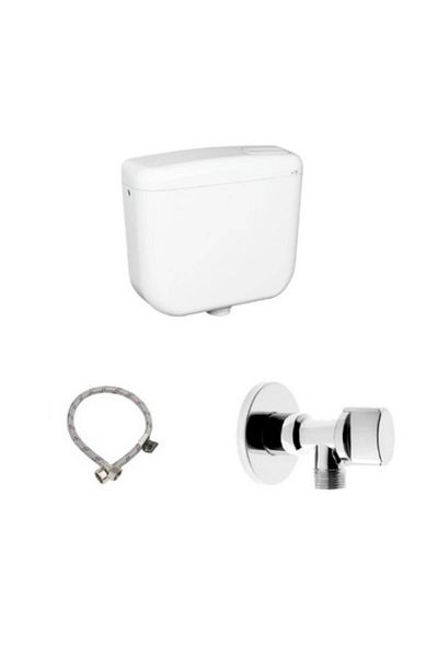 TEMPOLINE Concept WC cistern 1.9 l, monobloc, White, with corner tap 1/2 x 1/2 and water supply connection 1/2