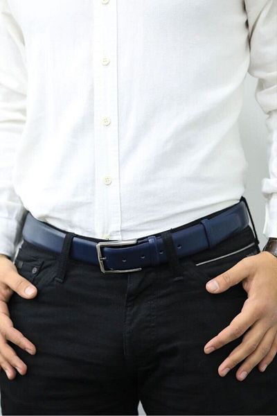 GUARD Ανδρική ζώνη Navy Blue Classic Leather - 3,5 cm - Grd2403xw22358