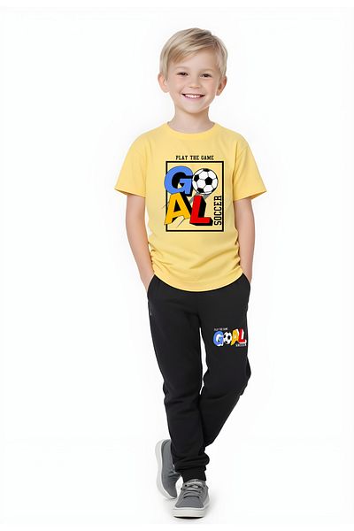 FYK KİDS Boy's Seasonal Goal Printed Bottom-Top Suit