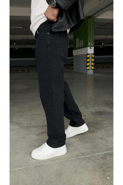 viking's line Erkek Siyah Baggy Rahat Kalıp Kot Pantolon