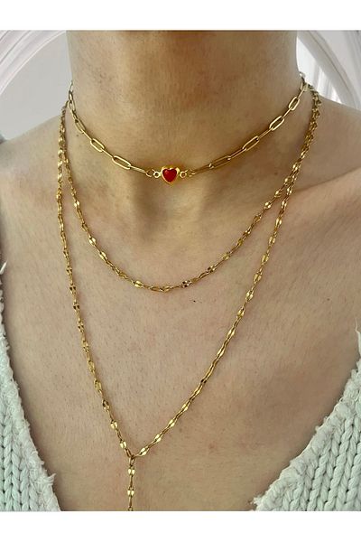 Hoop jewelery Red Stone Heart Choker