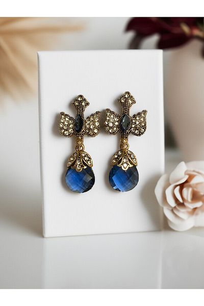 FAYRA ACCESSORIES Cat's Eye Crystal Stone Dangle Swallow Figure Earrings