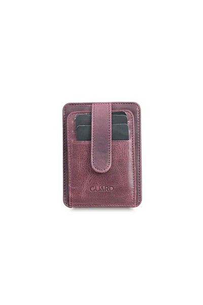 GUARD Vertical Crazy Claret Red Leather Card Holder - Grd2403xw22452