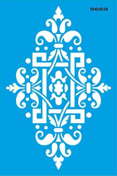 StencilSepeti Damask - Stencil Painting Template 20X30