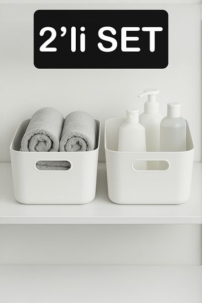 Fesya Home 2 τμχ Οργανωτής Μπάνιου Λευκό Χρώμα Πλαστικό Σαμπουάν Πετσέτας πολλαπλών χρήσεων