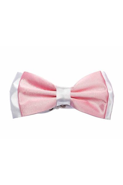 Gaffy Papion din satin roz cu garnitură albă - Gp-103
