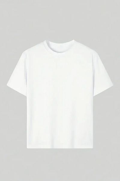 Tarz Cool Tricou alb oversize, 100% bumbac organic, cu gât rotund