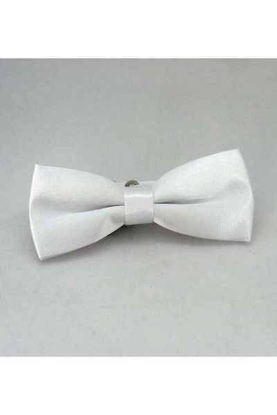 Gaffy Papion Alb Băiat Culoare Solidă Satin - Cp-02