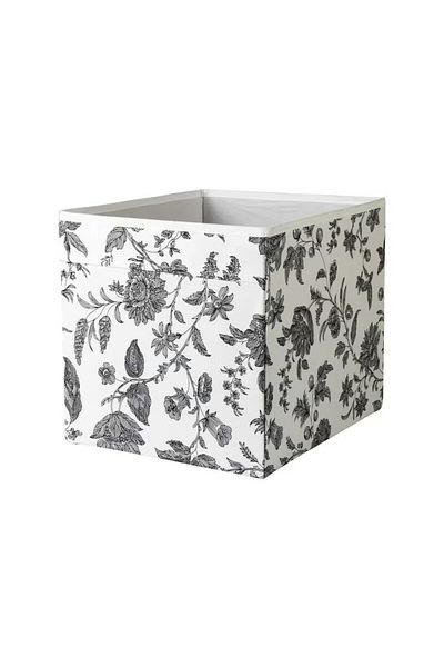 rexa Box Floral Patterned Black White 33x38x33 Cm
