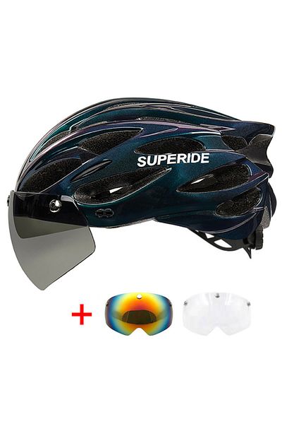 Choice Aurora 3 Lens Type B SUPERIDE Ultalight Cycling Helmet with Magnetic Googles & Sun Visor Men Women I