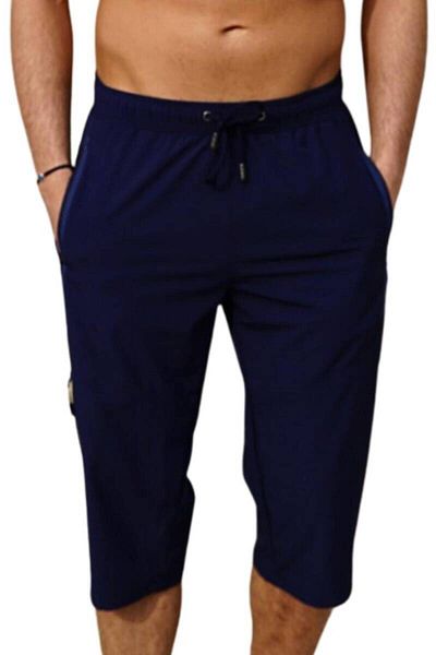 Miami Beach Navy Blue Large Size Μακρύ μοντέλο κάτω από το γόνατο Υδατοαπωθητικό Lycra Stretchy ύφασμα Ανδρικό θαλάσσιο καπέλο παραλίας