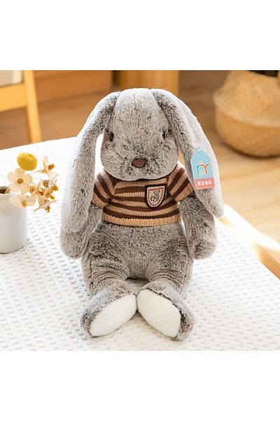 Choice about 35cm brown streak camel Cute Big Ear Bunny Plush Doll Cartoon Stuffed Animals Rabbit Wear Swe