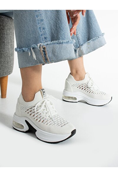 ALEMDAR AYAKKABI PULSE Білий камінь Деталь Трико Жіночі кросівки