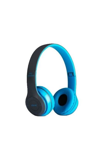 MACVI Casti stereo wireless Macvi® P47, Bluetooth 5.0, FM, reducere zgomot, pliabile, slot card, albastru