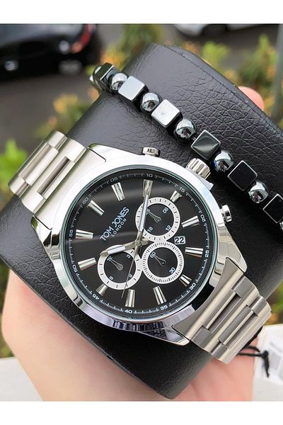 Tom Jones Steel Men's Wristwatch 3 Atm Waterproof 2Years Warranty with Invoice Bracelet Gift Tmj6842574