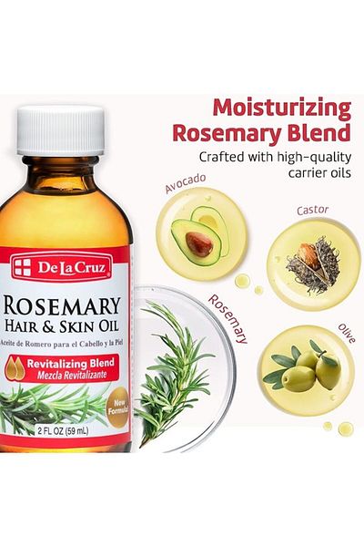De La Cruz Oil of Rosemary Blend for Skin and Hair, 2 FL. OZ.