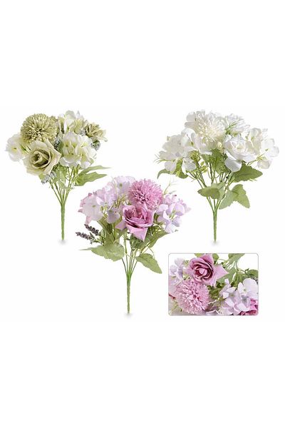 Decorer Set 3 Buchete Hortensii Si Trandafiri Artificiali 30 Cm