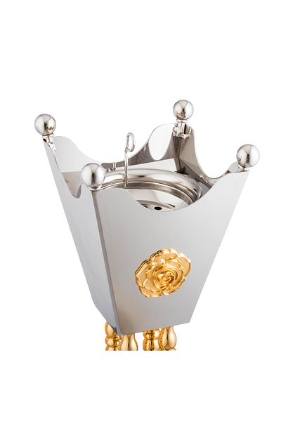 ALSAIF Al Saif Stainless Steel Incense Burner with Silver and Gold Attractive Design