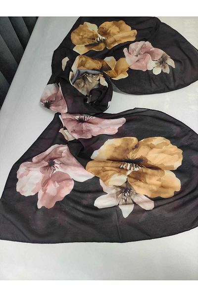 ALTUNTAŞ Women's Cotton Etnic Flower Patterned Shawl