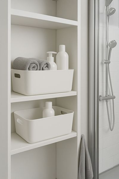 Fesya Home 2 τμχ Οργανωτής Μπάνιου Λευκό Χρώμα Πλαστικό Σαμπουάν Πετσέτας πολλαπλών χρήσεων