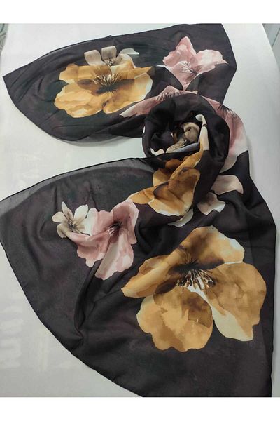 ALTUNTAŞ Women's Cotton Etnic Flower Patterned Shawl