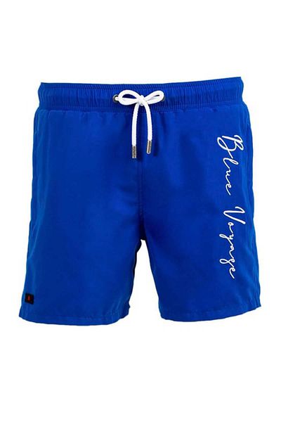 Miami Beach Ανδρικό σορτς παραλίας μαγιό - Saks Blue, Κεντημένο, Υδατοαπωθητικό, Blue Voyage - 303-Saks
