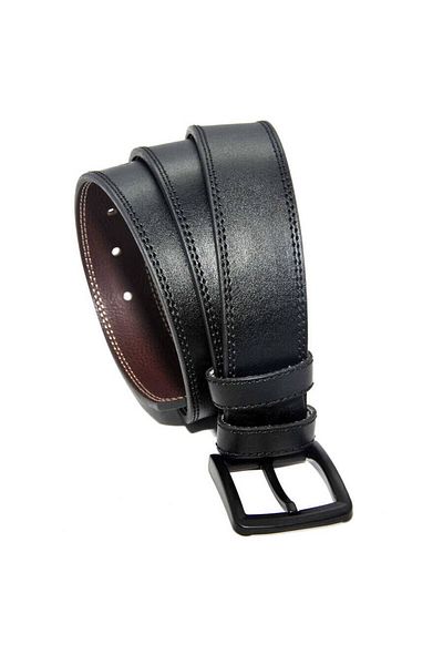 Süzer Deri Black Faux Leather Double Stitched Model 4 Cm Sports Belt - 7000-11-22k